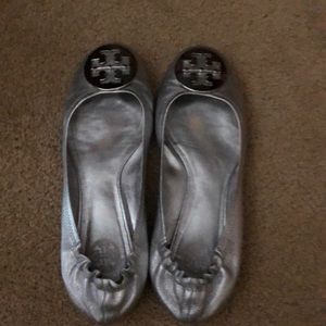 Tory Burch Silver Reva Ballet Flats